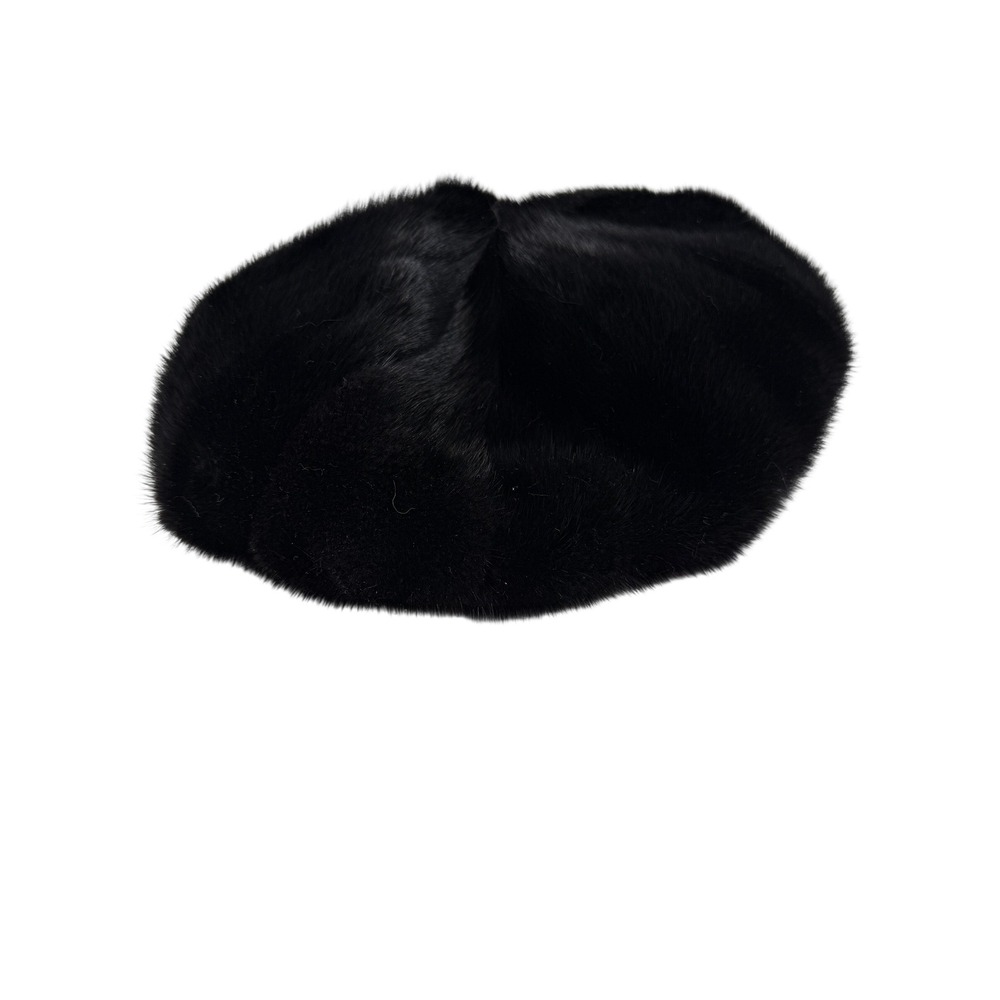 Unbranded Fur Beret Hat‎ Womens OS Black Like New Luxury Winter Chic